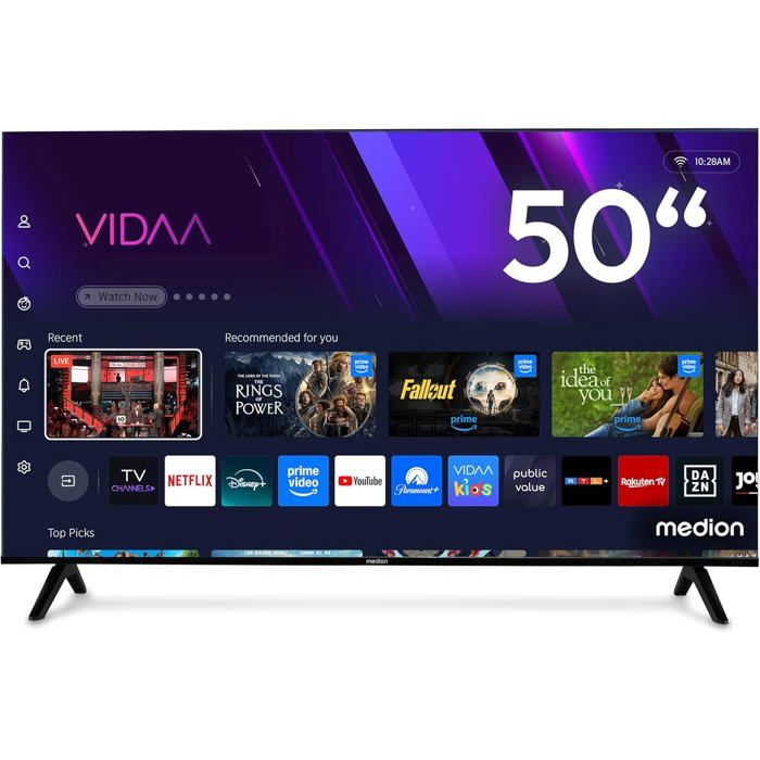 50 Ultra HD TV (Smart TV 4K HDR10 VIDAA Store Prime Video Disney DAZN HbbTV PVR Bluetooth MD 850301)
