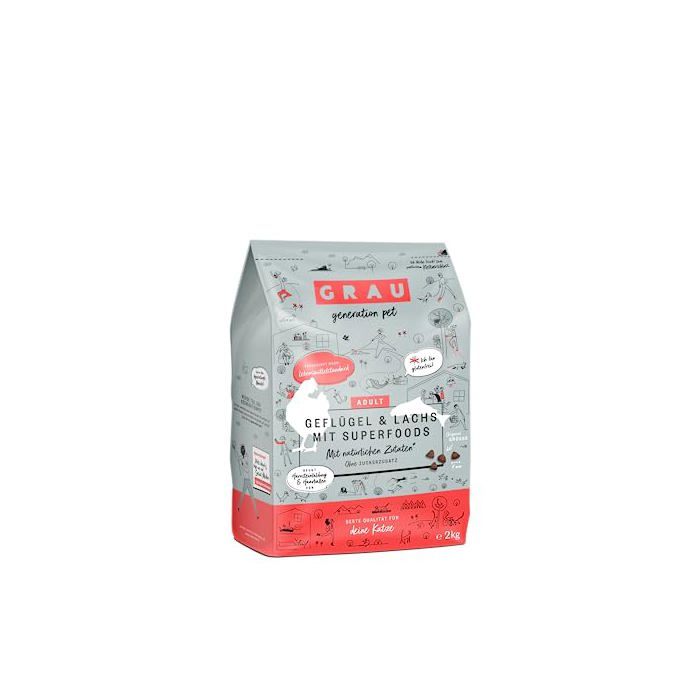 Croquettes pour chats - GRAU - Original Volaille & Saumon - Sans gluten - 20% volaille - Prévention calculs urinaires