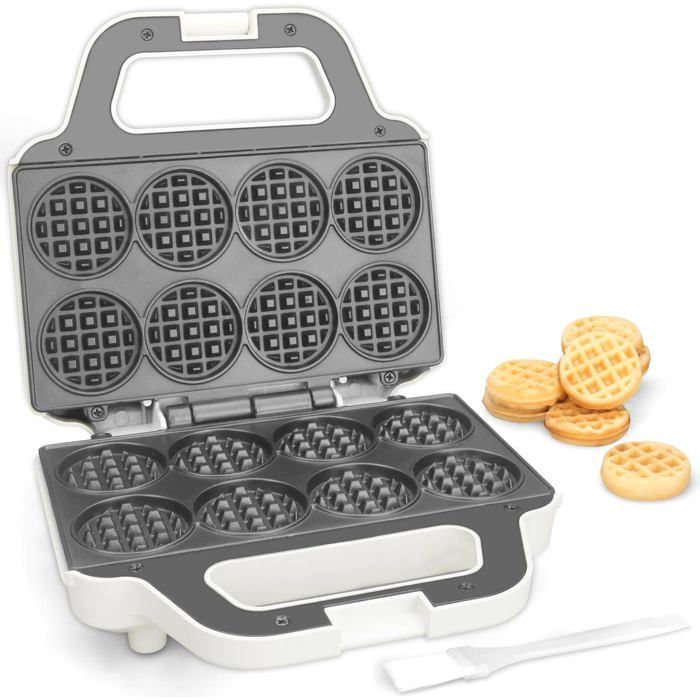 Mini Waffle MakerFer À Gaufres Pour EnfantsFait Des Petites Gaufres De 8 X 5CmPetit GaufrierCompact Et Facile À UtiliserBlanc