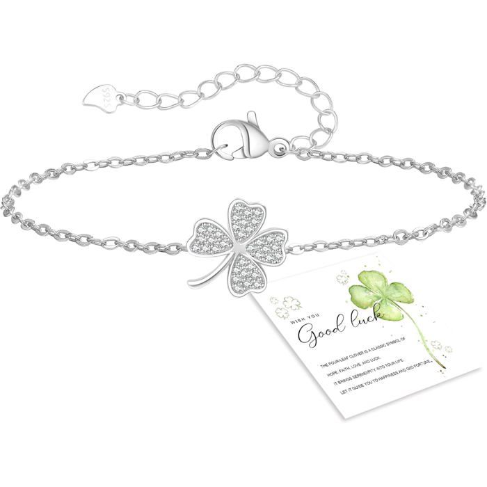 Bracelet Trèfle Femme Argent Bracelet Femme Or Chance Bracelet Réglable Argent 925 Femme Pour Ami Bracelets DAmitié Cadeaux[PP67]