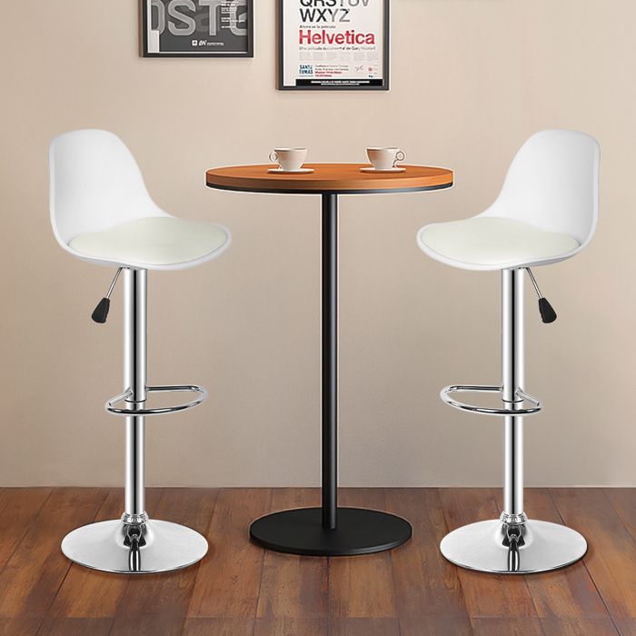 OHMG-Ensemble De 2 Tabourets Hauts De Bar-Poignée De Levage-Pour Comptoir Et Bar-Coussin De Siège En PU-Antidérapant-Blanc