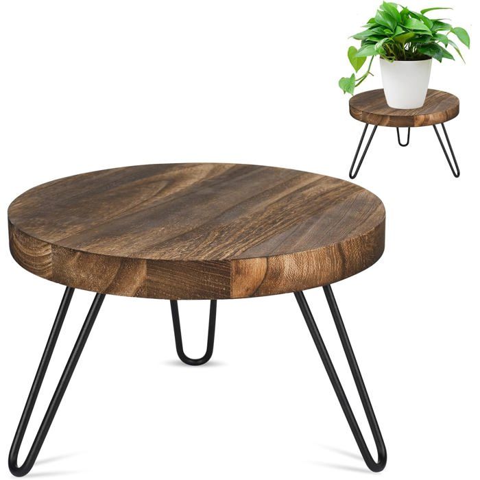 Tabouret Plante En Bois Support Pour Plantes Rond Support Plantes Interieur Avec 3 Pieds Pour Différentes Tailles De Pots De[CA327]