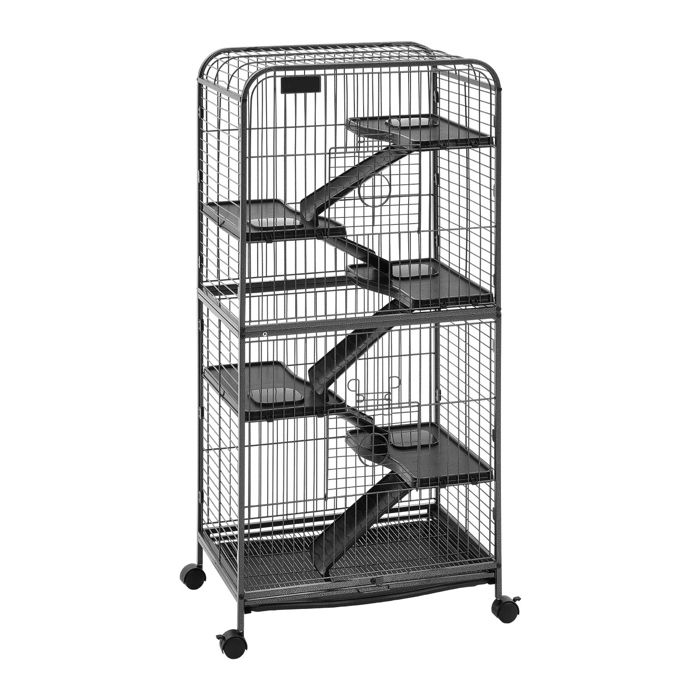 Cage pour petits animaux - DUOKU - JM-XC-091 - 6 niveaux avec roulettes - Fer et plastique - H133 cm