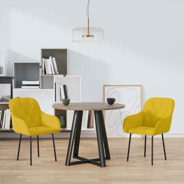 Chaises à manger 2  pcs - VIDAXL - Jaune Velours - Cadre durable - design élégant(7448)