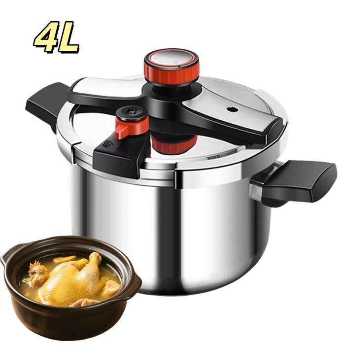 Autocuiseur 4L Cocotte-minute Acier Inoxydable 304 3 Niveaux Pression Anti-Explosion Pour Gaz Induction 4L
