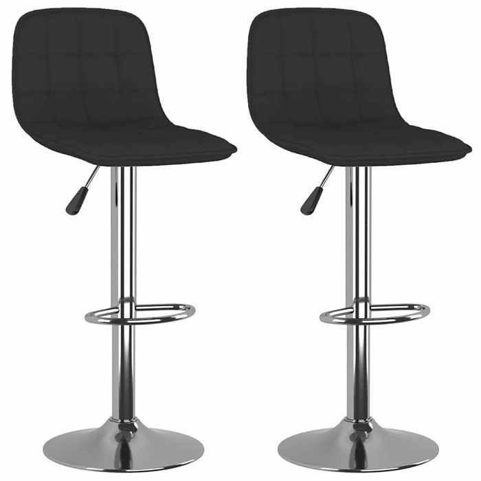 Noir Tabourets de bar lot de 2 noir tissu - Fauteuil/Chaise LV5164