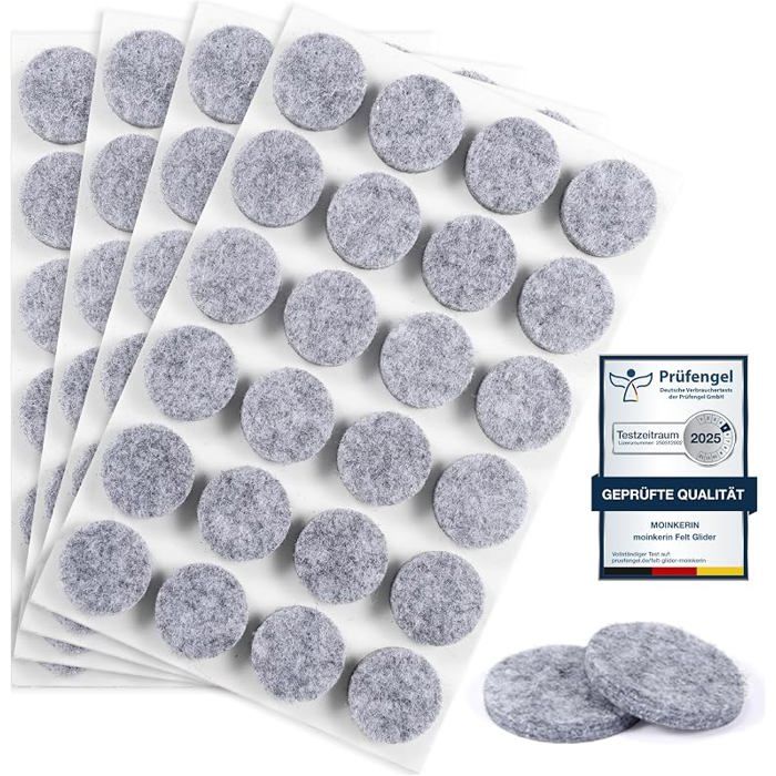 96 Pièces Patins Feutre Autocolnt 20mm Patin Chaise Feutre 5mm Tampon Meuble Patins pour Meubles 20 mm (96 Pieces) Gris GRIS PATIN