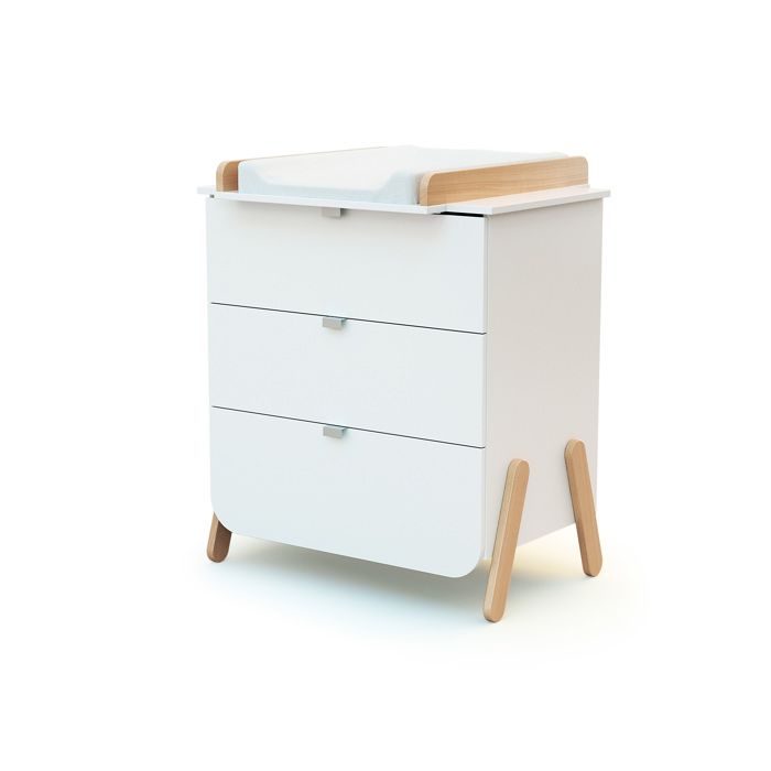 AT4 - Commode à langer 3 tiroirs en bois PIRATE Blanc et Hêtre Blanc et Hêtre - Taille unique AT4 - Commode à langer 3 tiroirs en bois PIRATE Blanc et Hêtre Blanc et Hêtre - Taille unique