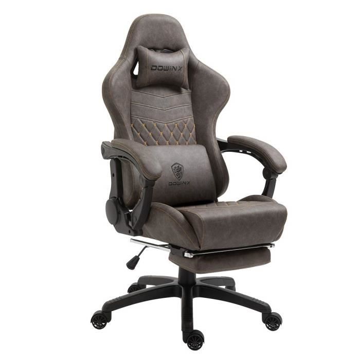 Dowinx Chaise Gaming Ergonomique Fauteuil de Bureau et PC avec Support Lombaire de Massage Blanc Mod/èle Vantage Si/ège de Travail en Cuir PU Haut Dossier pivotant r/églable avec Repose Pied