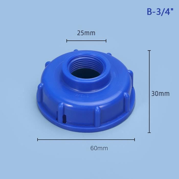 Adaptateur Réservoir IBC S60x6 - Bouchon 1/2 Pouce - Raccord Tuyau Arrosage - 2 Pièces