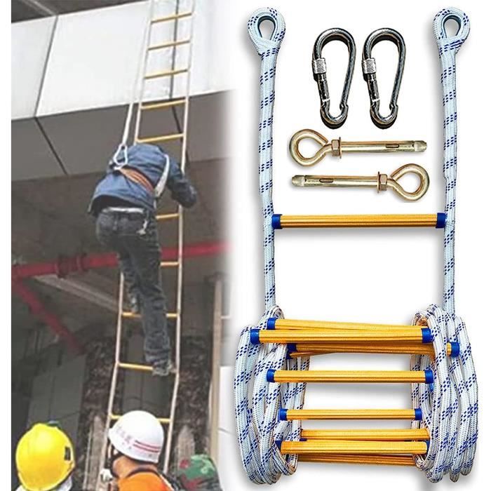 VEVOR Échelle De Corde De Secours 15,2 M, échelle D'incendie Rétractable En Alliage D'aluminium Pour 5 à 6 étages, Capacité De Charge De 453,6 Kg, Avec Sangle De Sécurité En Polyester, Marches