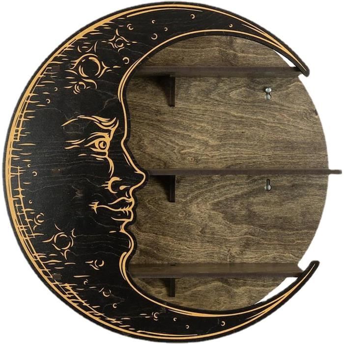 Étagère En Forme De Lune - Présentoir En Cristal En Bois,Support De