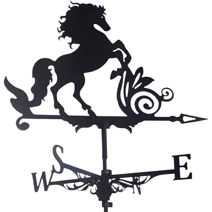 Girouette Décorative En Métal Soleil-lune-fleur Pour Jardin - Indicateur De Vent Résistant Aux Intempéries - Noir - Cadeau Original Pour Père - 6