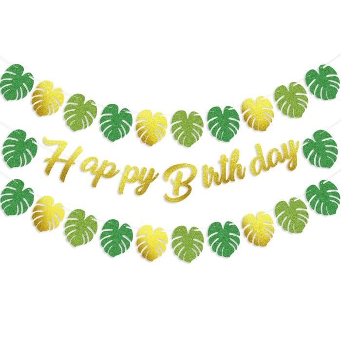 Décorations Jungle Réutilisables - Lot De 2 Guirlandes Feuilles De Palmier - Fête Hawaïenne, Anniversaire, Mariage (Vert) - 3