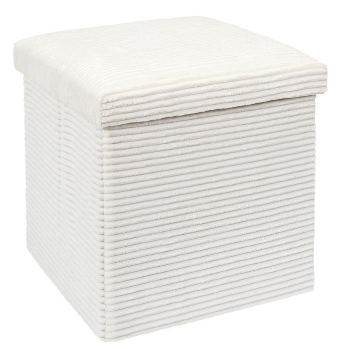 Coffre Pouf - Home Deco Factory - Scott - Pliable - Côtelé - Beige
