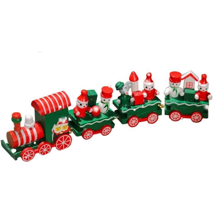 YXHZVON Train De Noël En Bois – Locomotive + 4 Wagons – Décorations Bonhomme Neige & Sapin – 20 Cm – Cadeau Enfant – Blanc