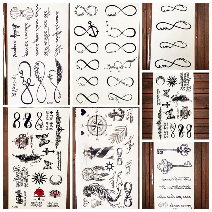 7 Morceaux Doigt Temporaire Tatouage Autocollants Noir