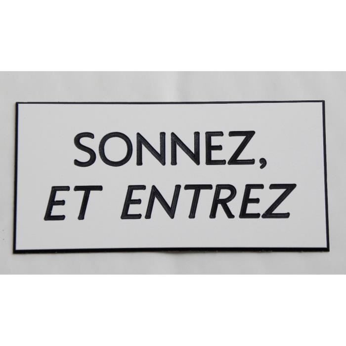 plaque gravée SONNEZ ET ATTENDEZ format 98 x 200 mm