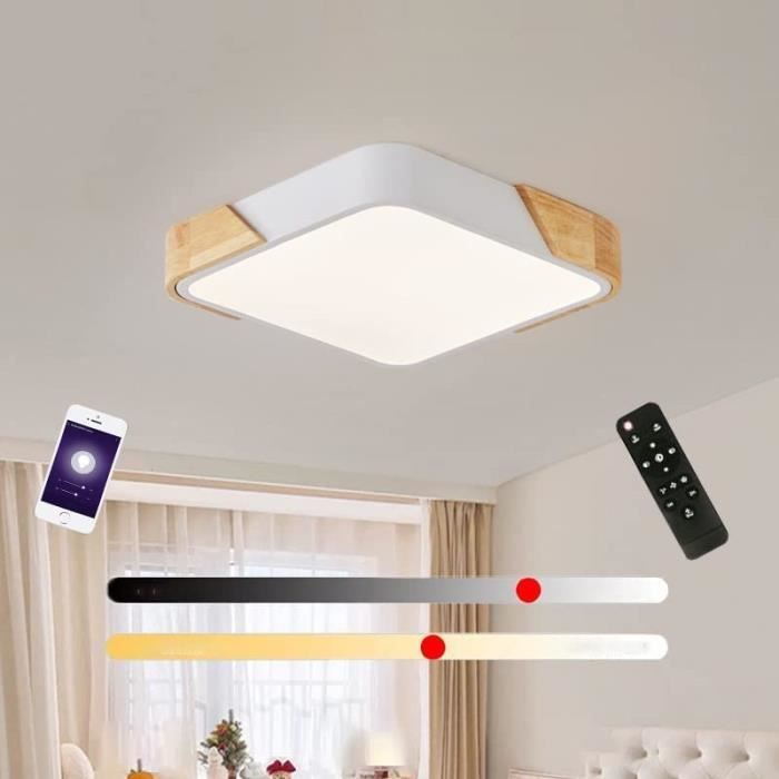 4 Spots LED Plafond Dimmables Avec Télécommande Et App - IP65 Pour Salle De Bain, 2700K-6500K, 12W, Noir, Installation Facile