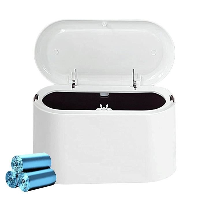 Mini Poubelle De Bureau TIE-DailyNec Avec Couvercle - Lot De 2, 3 Ou 4 - Idéale Pour Table, Voiture Et Salle De Bain (Bleu, Vert, Blanc)