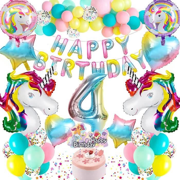 5 Ans Decoration Anniversaire Licorne Fille, Pastel Ballon Licorne Anniversaire Fille, Géants Ballons Numéro 5, Énormes Ballons - Maison