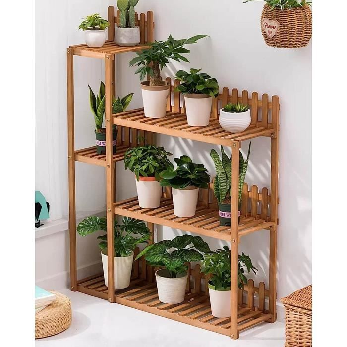 Support pour Plantes, Étagère D'angle en Bois, 6 Niveaux Support Pot de Fleur, STLOVe Metal
