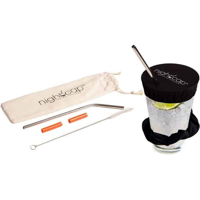 Lot De 200 Couvercles élastiques Pour Tasses - Protection Boissons, Trou Pour Paille, Lavable (Noir)