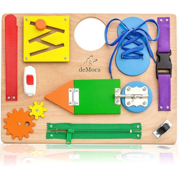 Livre Bebe Busy Board Montessori - Panneau D'Activités Enfants - Jouets Sensoriels En Bois Pour Enfant 1 2 3 Ans - Jeu De Voyage Éducatif Pour Développer Ses Compétences Motrices Fines