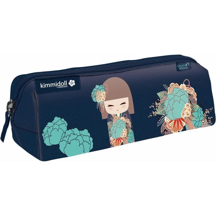 Trousse PSG Quo Vadis - 2 Compartiments, 23x10 Cm, Toile Polyester 600D Résistante, Bandeau Blanc, Collection Officielle Paris Saint-Germain