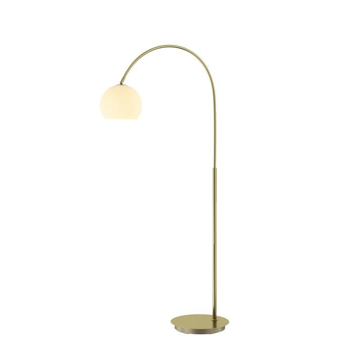 Lampadaire - Lindby - lampadaire arqué salon - Verre - laiton mat blanc Lampadaire - Lindby - lampadaire arqué salon - Verre - laiton mat blanc