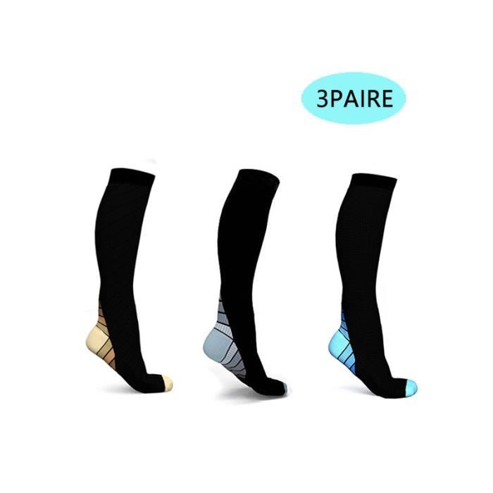 Bas de Contention Femme et Homme, Chaussettes de Contention, Chaussette de Compression pour le sport, le fitness, la course