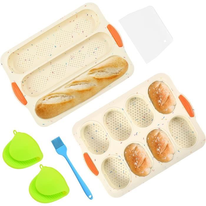 Moule à Baguette Silicone 3 Fentes - Antiadhésif Pour Four - 33x23cm - Food Grade