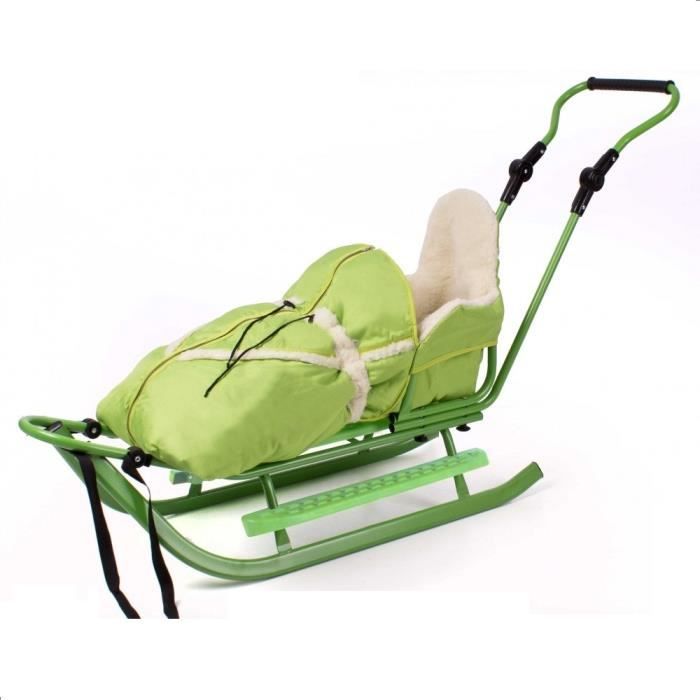 Luge En Metal Avec Siege En Plastique Et Chanceliere D Hiver Bebe Enfant Piccolino Full Verte Cdiscount Sport