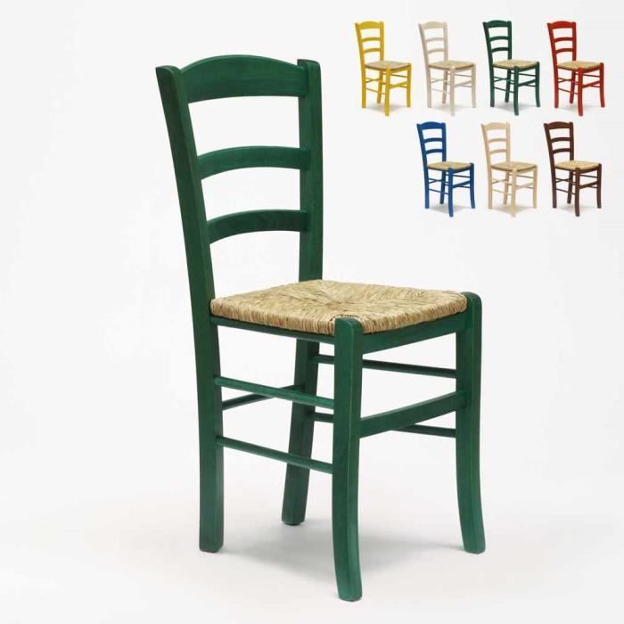 Chaise en bois et assise en paille pour salle à manger bar et