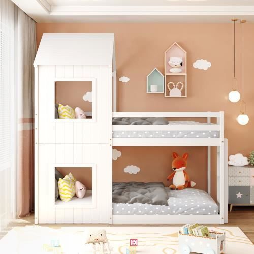 Lit Superposé 140x200 Cm En Bois Avec échelle Sécurisée Et Tiroirs - Blanc - Pour Enfants Et Ados