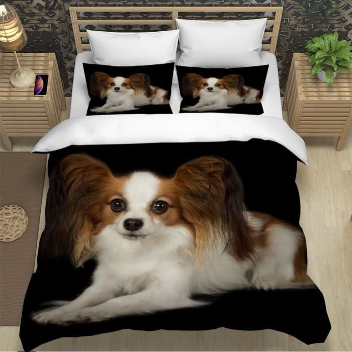 Housse de Couette Adulte Animal Chien - Parure de lit 3D - Chihuahua - Multicolore - Microfibre 90 gr
