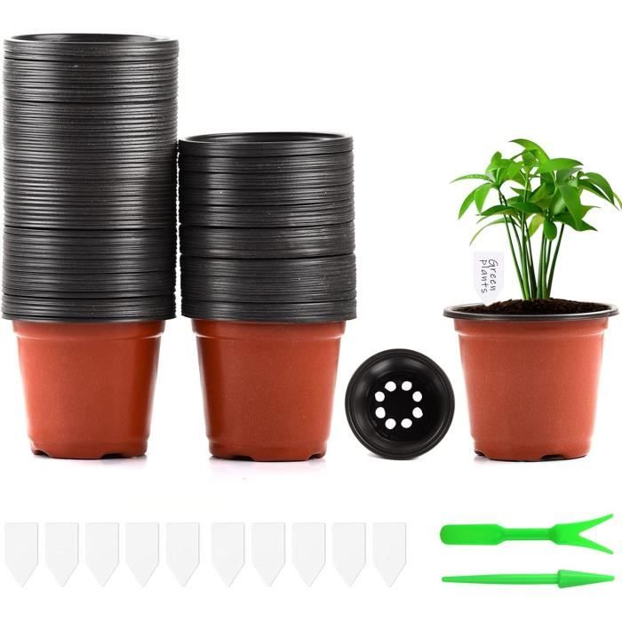 100Pcs Pots De Plantes En Plastique, 10Cm Plastique Plante Pots+