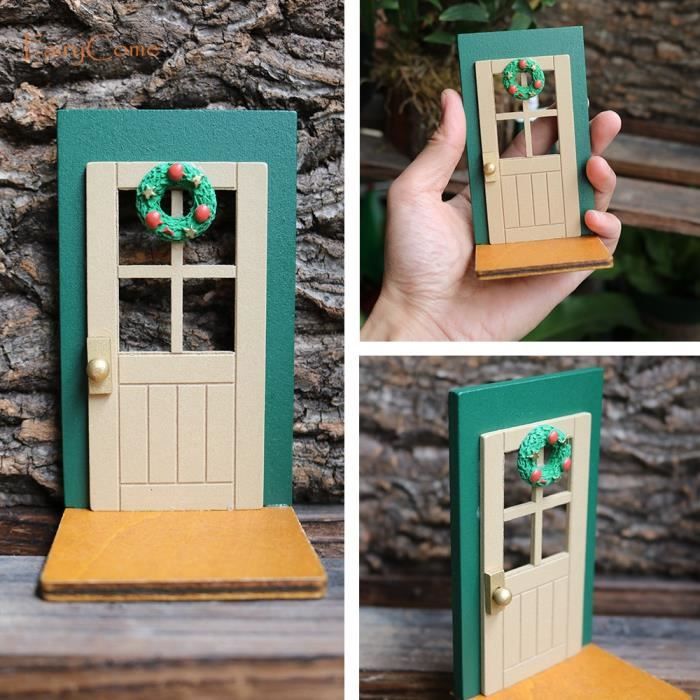 Porte De Noël Miniature En Bois Rouge - Décoration Maison De Poupée, Paysage De Fête, Pour Chambre Bébé Ou Décoration Intérieure - 7