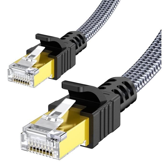 Ototon® 5M Plat Câble Ethernet Réseau Cat 7 Nylon RJ45 Haut Débit 10Gbps  600MHz STP LAN Câble Pour Routeur Modem TV Box PC - 5M - Cdiscount  Informatique