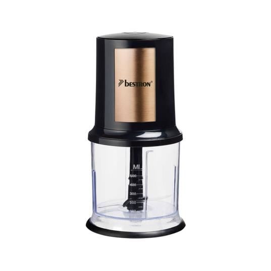 Bestron hachoir électrique mini hachoir idéal pour les légumes les oignons Deux lames de coupe & capacité de 500 ml Coleur: Cuivre