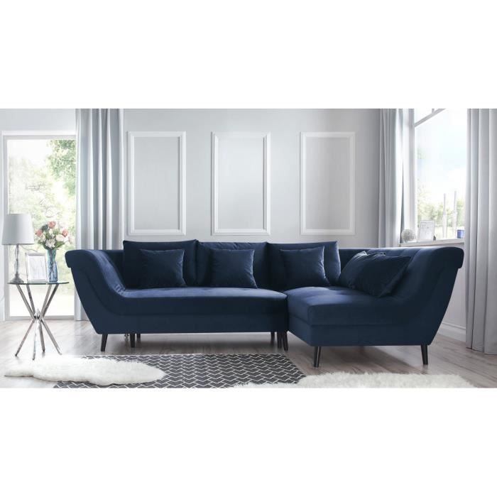 Canapé d'angle convertible REAL Bleu Marine Angle droit ...