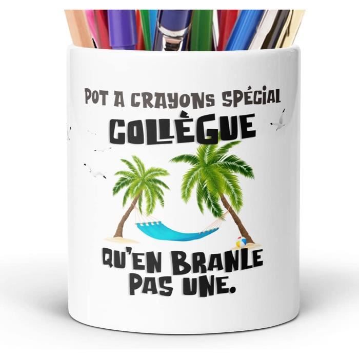 Pot À Crayons Spécial Collègue Humour Idée Cadeau Original Amitié Message Drôle Stylo Pour