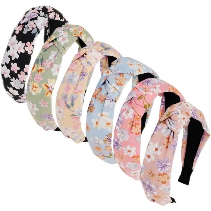 Bandeau Cheveux - Femme - 6 Pièces - Élastique Doux - Imprimé Multicolore - Yoga Sport - Au Quotidien