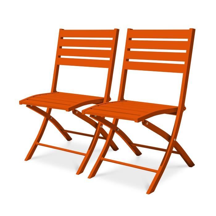 Lot de 2 chaises de jardin en aluminium orange - CITY GARDEN - MARIUS - Pliant - Contemporain - Extérieur