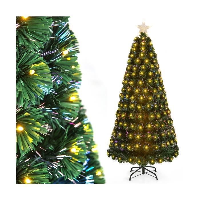COSTWAY Sapin de Noël Artificiel de 180cm, avec Lumineux 230 LED, 8