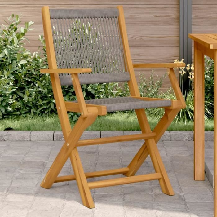Chaise de jardin - CUQUE - AF775 - Bois dacacia - Polypropylène - Lot de 2