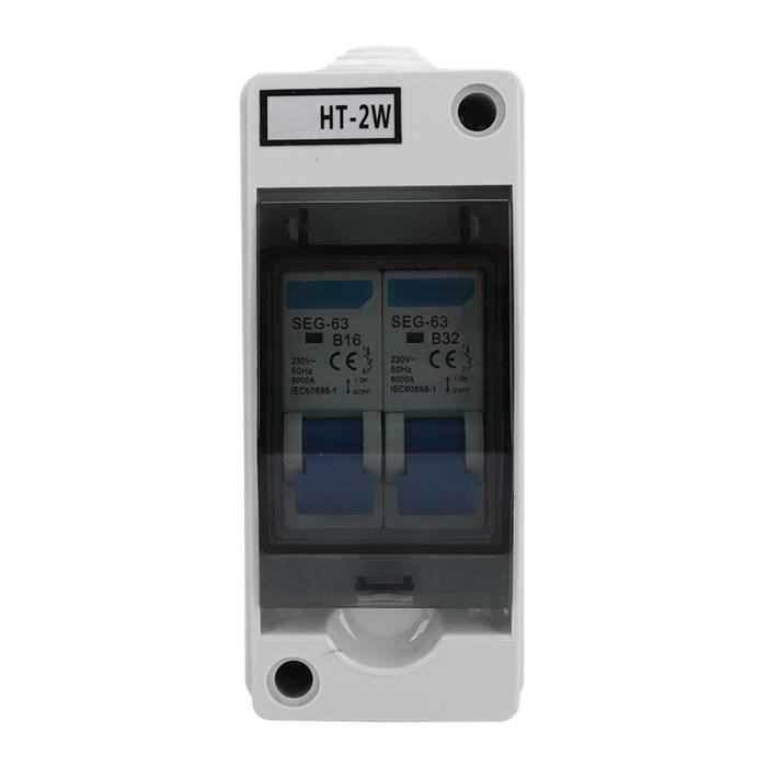 Boîtier électrique étanche IP65 Avec 2 Disjoncteurs - 6/16/20A + 20A - 230V/400V AC - Pour Extérieur, Maison, Camping
