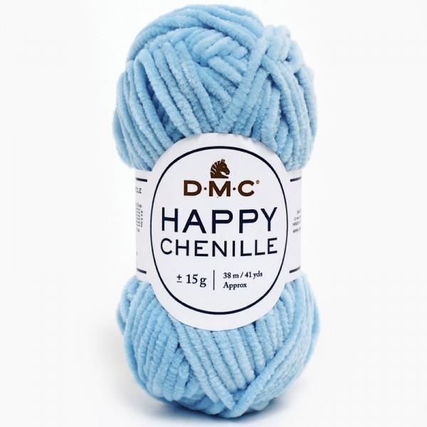 Pelote HAPPY CHENILLE pour Amigurumi, mini pelote 15g, DMC 17 Bleu ciel