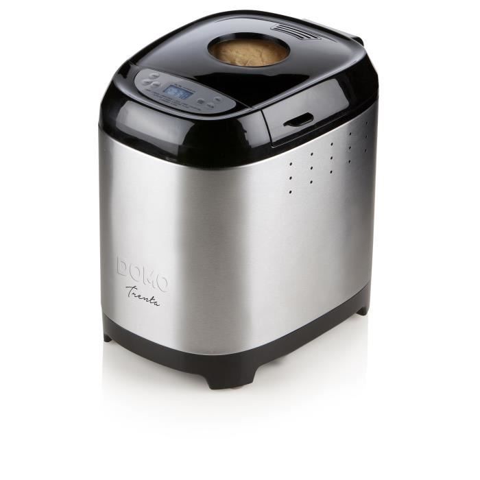 Photo de domo-machine-a-pain-b3962-12-programmes-noir-inox