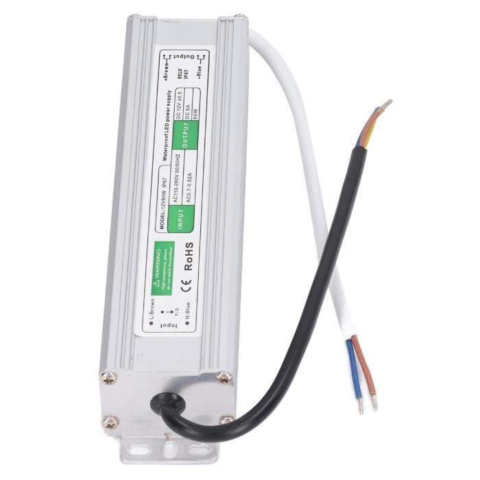Alimentation étanche IP67 120W 24V 5A - Entrée 100-240VAC - Pour éclairage LED Extérieur - Transformateur Compact